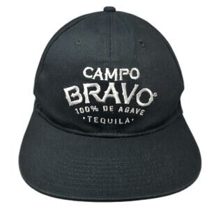 Hit Snapback Black One Size Hat Campo Bravo Tequila 100% De Agave Cotton Logo